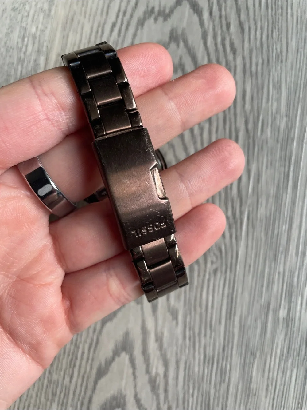 Fossil Brown Metal Bracelet Watch with Crystal Bezel